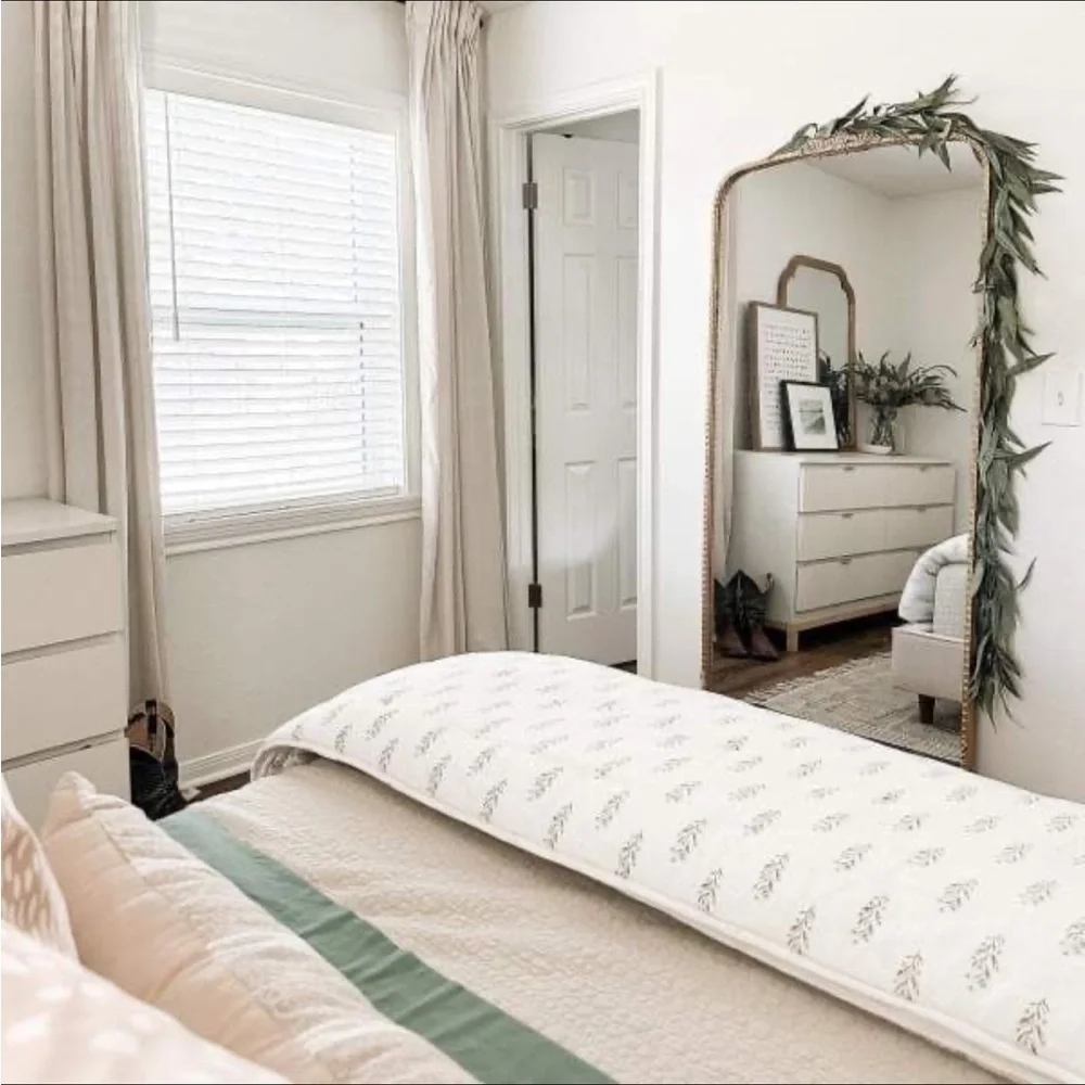 Full/Queen Lofty Cotton Slub Wood Block Floral Quilt White - Studio McGee